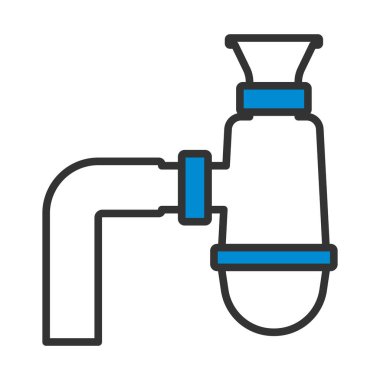 Banyo Siphon Simgesi. Renk Doldurma Tasarımı ile Düzenlenebilir Kalın Tasarım. Vektör İllüstrasyonu.