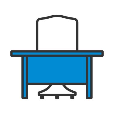 Masa ve Koltuk Simgesi. Renk Doldurma Tasarımı ile Düzenlenebilir Kalın Tasarım. Vektör İllüstrasyonu.