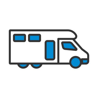 Kamp Aile Karavan Arabası Simgesi. Renk Doldurma Tasarımı ile Düzenlenebilir Kalın Tasarım. Vektör İllüstrasyonu.