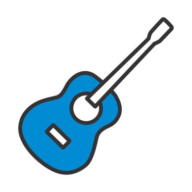 Akustik Gitarın Simgesi. Renk Doldurma Tasarımı ile Düzenlenebilir Kalın Tasarım. Vektör İllüstrasyonu.