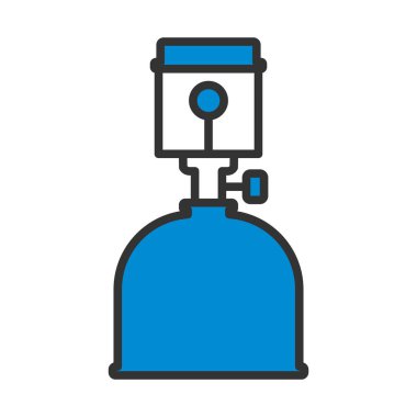 Kamp Gazı Yakma Lambası Simgesi. Renk Doldurma Tasarımı ile Düzenlenebilir Kalın Tasarım. Vektör İllüstrasyonu.