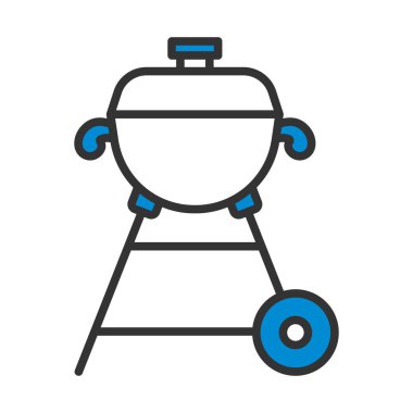 Barbekü ikonu. Renk Doldurma Tasarımı ile Düzenlenebilir Kalın Tasarım. Vektör İllüstrasyonu.