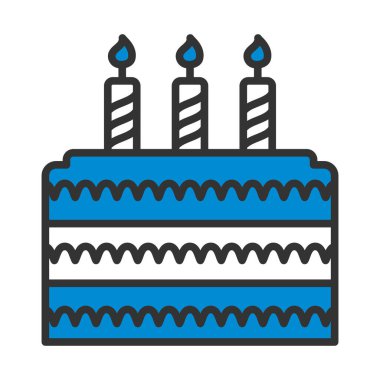 Parti Kek Simgesi. Renk Doldurma Tasarımı ile Düzenlenebilir Kalın Tasarım. Vektör İllüstrasyonu.