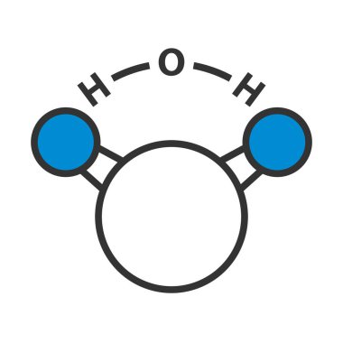 Kimyasal Molekül Suyu Simgesi. Renk Doldurma Tasarımı ile Düzenlenebilir Kalın Tasarım. Vektör İllüstrasyonu.