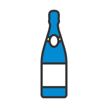 Parti şampanyası ve cam ikon. Renk Doldurma Tasarımı ile Düzenlenebilir Kalın Tasarım. Vektör İllüstrasyonu.