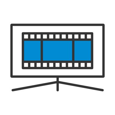 Sinema TV Ekran Simgesi. Renk Doldurma Tasarımı ile Düzenlenebilir Kalın Tasarım. Vektör İllüstrasyonu.
