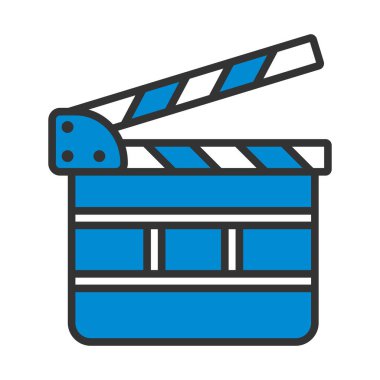 Film alkışlama tahtası simgesi. Renk Doldurma Tasarımı ile Düzenlenebilir Kalın Tasarım. Vektör İllüstrasyonu.