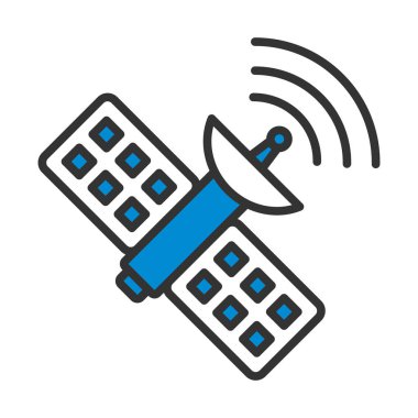 Uydu Simgesi. Renk Doldurma Tasarımı ile Düzenlenebilir Kalın Tasarım. Vektör İllüstrasyonu.