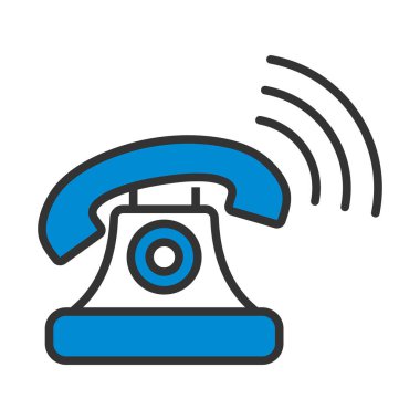 Eski Telefon Simgesi. Renk Doldurma Tasarımı ile Düzenlenebilir Kalın Tasarım. Vektör İllüstrasyonu.