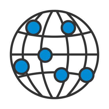 Dünya Bağlantı Noktası Simgesi. Renk Doldurma Tasarımı ile Düzenlenebilir Kalın Tasarım. Vektör İllüstrasyonu.