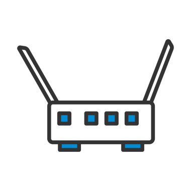 Wi-Fi Router Simgesi. Renk Doldurma Tasarımı ile Düzenlenebilir Kalın Tasarım. Vektör İllüstrasyonu.