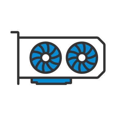 GPU Simgesi. Renk Doldurma Tasarımı ile Düzenlenebilir Kalın Tasarım. Vektör İllüstrasyonu.
