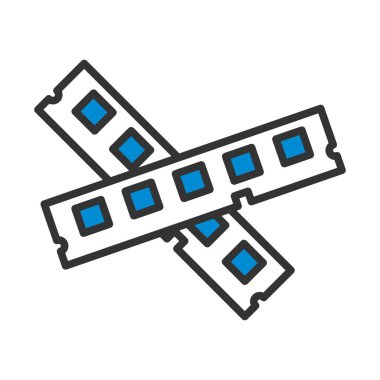 Bilgisayar Belleği Simgesi. Renk Doldurma Tasarımı ile Düzenlenebilir Kalın Tasarım. Vektör İllüstrasyonu.