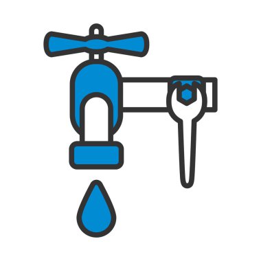 Anahtarın ve Musluğun Simgesi. Renk Doldurma Tasarımı ile Düzenlenebilir Kalın Tasarım. Vektör İllüstrasyonu.