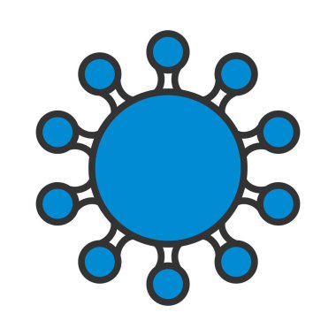 Coronavirus Molekül Simgesi. Renk Doldurma Tasarımı ile Düzenlenebilir Kalın Tasarım. Vektör İllüstrasyonu.