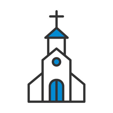 Church Icon. Editable Bold Outline With Color Fill Design. Vector Illustration.