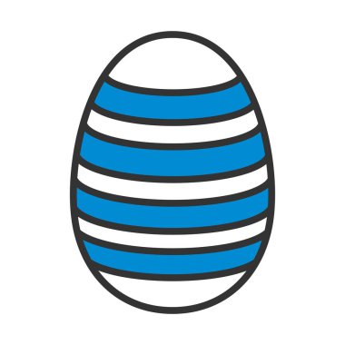 Easter Egg With Ornate Icon. Editable Bold Outline With Color Fill Design. Vector Illustration.