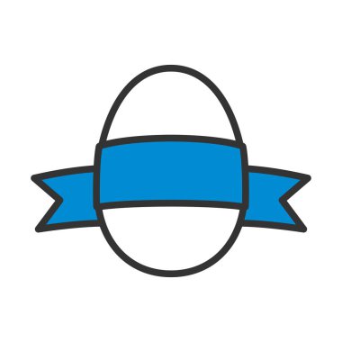 Easter Egg With Ribbon Icon. Editable Bold Outline With Color Fill Design. Vector Illustration.