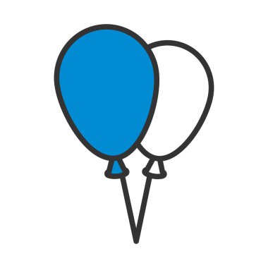 Two Balloons Icon. Editable Bold Outline With Color Fill Design. Vector Illustration.
