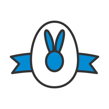 Easter Egg With Ribbon Icon. Editable Bold Outline With Color Fill Design. Vector Illustration.