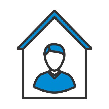 Ev İkonası Kal. Renk Doldurma Tasarımı ile Düzenlenebilir Kalın Tasarım. Vektör İllüstrasyonu.