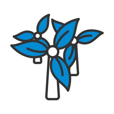 Rüzgâr değirmeninde Yapraklar Simgesinde. Renk Doldurma Tasarımı ile Düzenlenebilir Kalın Tasarım. Vektör İllüstrasyonu.