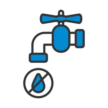 Damlayan Su Simgesi ile Su Musluğu. Renk Doldurma Tasarımı ile Düzenlenebilir Kalın Tasarım. Vektör İllüstrasyonu.