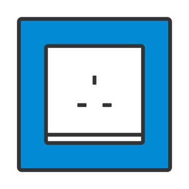 Büyük Britanya Elektrik Soket Simgesi. Renk Doldurma Tasarımı ile Düzenlenebilir Kalın Tasarım. Vektör İllüstrasyonu.