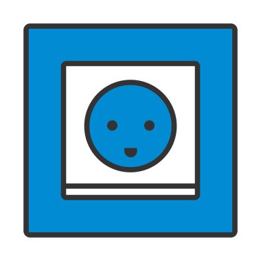 Avusturya Elektrik Soket Simgesi. Renk Doldurma Tasarımı ile Düzenlenebilir Kalın Tasarım. Vektör İllüstrasyonu.