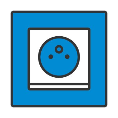 Fransa Elektrik Soket Simgesi. Renk Doldurma Tasarımı ile Düzenlenebilir Kalın Tasarım. Vektör İllüstrasyonu.