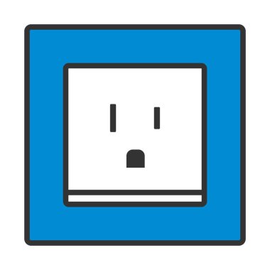 ABD Elektrik Soket Simgesi. Renk Doldurma Tasarımı ile Düzenlenebilir Kalın Tasarım. Vektör İllüstrasyonu.