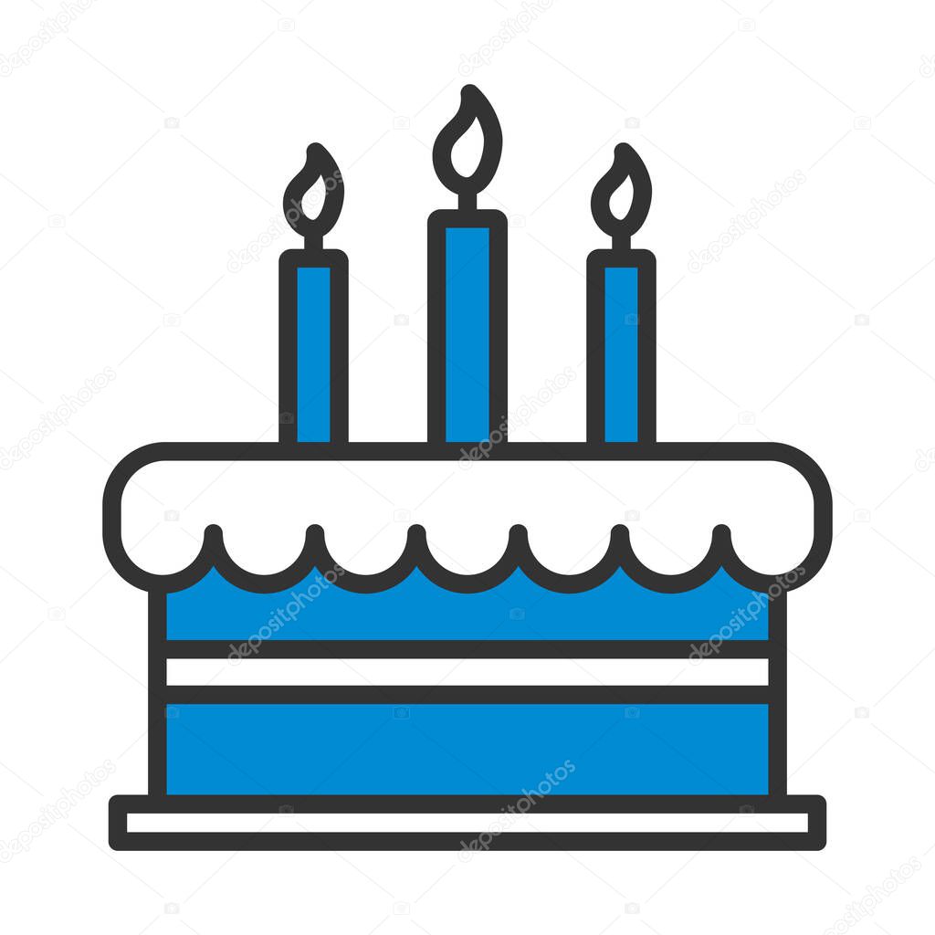 Party Cake Icon. Editable Bold Outline With Color Fill Design. Vector Illustration.