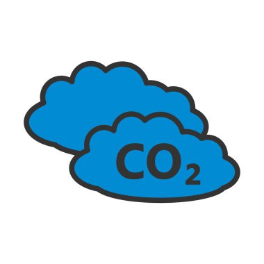 CO 2 Bulut Simgesi. Renk Doldurma Tasarımı ile Düzenlenebilir Kalın Tasarım. Vektör İllüstrasyonu.