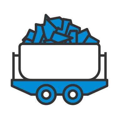 Mine Coal Trolley Icon. Editable Bold Outline With Color Fill Design. Vector Illustration. clipart