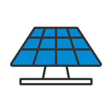 Güneş Enerji Paneli Simgesi. Renk Doldurma Tasarımı ile Düzenlenebilir Kalın Tasarım. Vektör İllüstrasyonu.