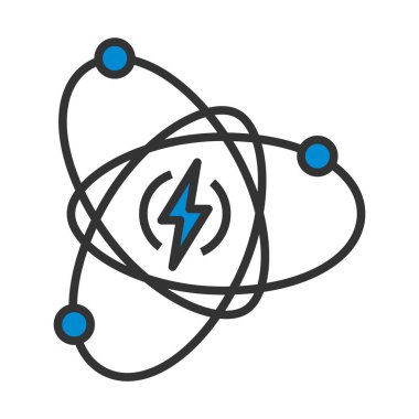 Atom Enerjisi Simgesi. Renk Doldurma Tasarımı ile Düzenlenebilir Kalın Tasarım. Vektör İllüstrasyonu.