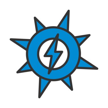 Güneş enerjisi ikonu. Renk Doldurma Tasarımı ile Düzenlenebilir Kalın Tasarım. Vektör İllüstrasyonu.