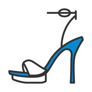 Yüksek Topuklu Kadın Sandal Simgesi. Renk Doldurma Tasarımı ile Düzenlenebilir Kalın Tasarım. Vektör İllüstrasyonu.