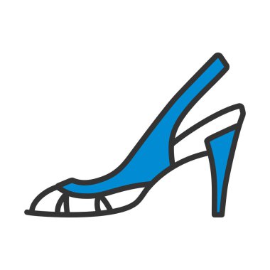 Kadın Topuklu Sandal Simgesi. Renk Doldurma Tasarımı ile Düzenlenebilir Kalın Tasarım. Vektör İllüstrasyonu.