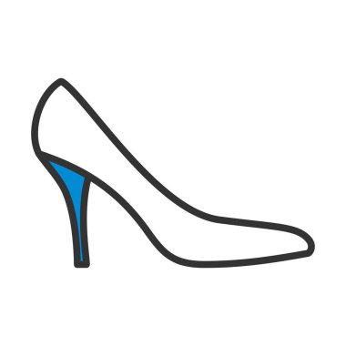 Orta Topuklu Ayakkabı Simgesi. Renk Doldurma Tasarımı ile Düzenlenebilir Kalın Tasarım. Vektör İllüstrasyonu.