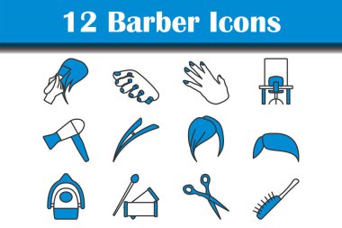 Berber Simgesi Set. Renk Doldurma Tasarımı ile Düzenlenebilir Kalın Tasarım. Vektör İllüstrasyonu.