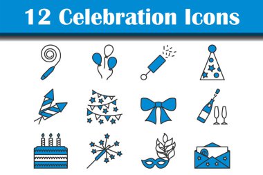 Kutlama Simgesi Ayarları. Renk Doldurma Tasarımı ile Düzenlenebilir Kalın Tasarım. Vektör İllüstrasyonu.