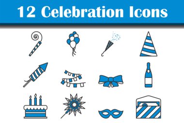 Kutlama Simgesi Ayarları. Renk Doldurma Tasarımı ile Düzenlenebilir Kalın Tasarım. Vektör İllüstrasyonu.