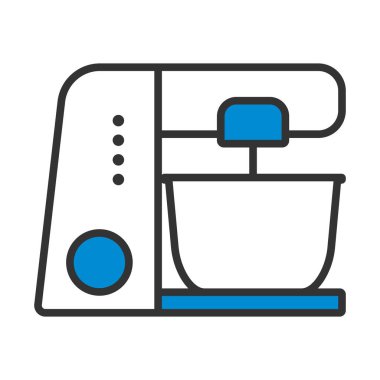 Mutfak Yemek İşlemcisi Simgesi. Renk Doldurma Tasarımı ile Düzenlenebilir Kalın Tasarım. Vektör İllüstrasyonu.