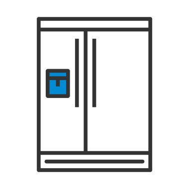 Geniş Buzdolabı Simgesi. Renk Doldurma Tasarımı ile Düzenlenebilir Kalın Tasarım. Vektör İllüstrasyonu.