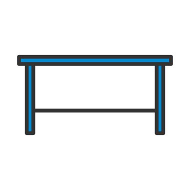 Ofis Masası Simgesi. Renk Doldurma Tasarımı ile Düzenlenebilir Kalın Tasarım. Vektör İllüstrasyonu.