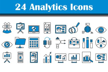 Analitik Simge Ayarlandı. Renk Doldurma Tasarımı ile Düzenlenebilir Kalın Tasarım. Vektör İllüstrasyonu.