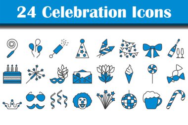 Kutlama Simgesi Ayarları. Renk Doldurma Tasarımı ile Düzenlenebilir Kalın Tasarım. Vektör İllüstrasyonu.