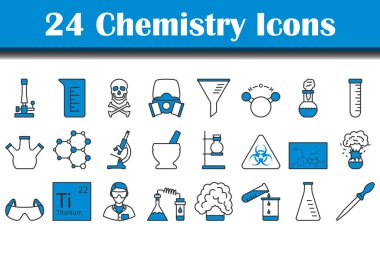 Chemistry Icon Set. Editable Bold Outline With Color Fill Design. Vector Illustration. clipart