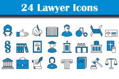 Avukat Simgesi Ayarlandı. Renk Doldurma Tasarımı ile Düzenlenebilir Kalın Tasarım. Vektör İllüstrasyonu.